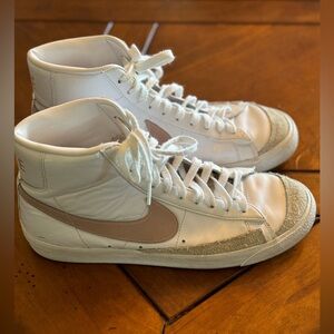 Nike Air high tops. White with pink swish. Womens 11.